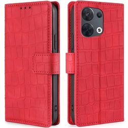 Mobigear Croco OPPO Reno 8 5G Hülle Klapphülle Geldbörse - Rot