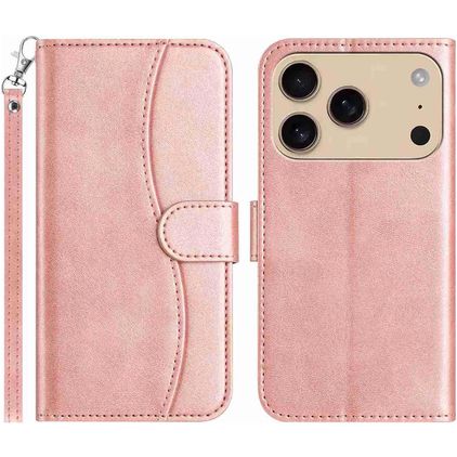 Mobigear S Line iPhone 17 Pro Hülle Klapphülle Geldbörse - Roségold