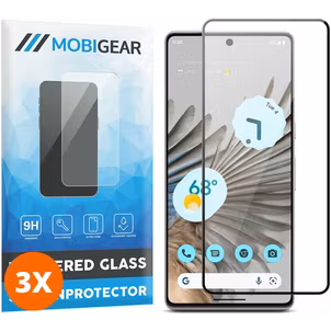 Mobigear Premium Google Pixel 8 Panzerglas Gehärtetes Glas Displayschutz - Hüllenfreundlich - Schwarz (3er Pack)