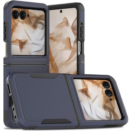 Mobigear Heavy Armor Motorola Razr 50 Hülle Hardcase Backcover Stoßfest - Dunkelblau