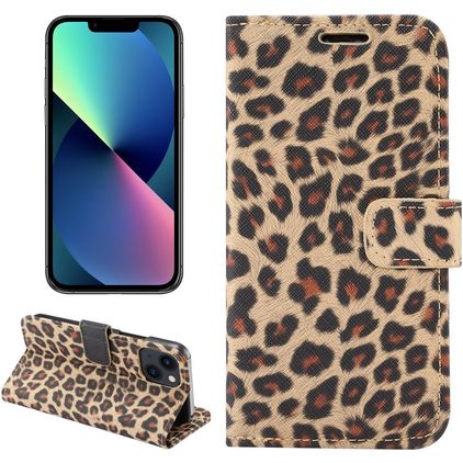 Mobigear Leopard iPhone 14 Hülle Klapphülle Geldbörse - Gelb