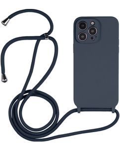 Mobigear Lanyard iPhone 15 Pro Silikon Handykette - Dunkelblau