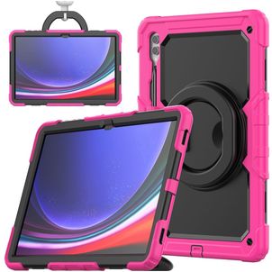 Mobigear RingGuard Samsung Galaxy Tab S10 Ultra Hülle Kunststoff,Silikon Backcover + Stifthalter + Schulterträger + Ständer - Magenta