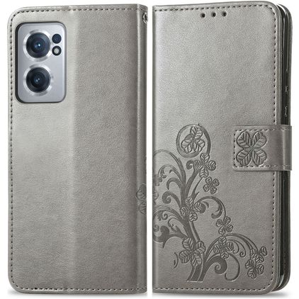Mobigear Clover OnePlus Nord CE 2 Hülle Klapphülle Geldbörse - Grau