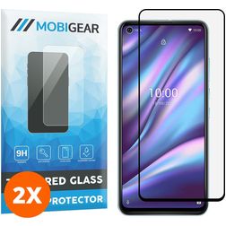 Mobigear Premium Wiko View 5 Panzerglas Displayschutz - Hüllenfreundlich - Schwarz (2er Pack)