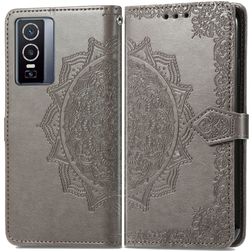 Mobigear Mandala Vivo Y76 Hülle Klapphülle Geldbörse - Grau