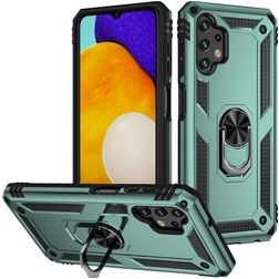 Mobigear Armor Ring Samsung Galaxy A13 4G Hülle Hardcase Backcover Stoßfest mit Ringhalter - Grün