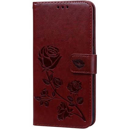Mobigear Roses Samsung Galaxy A10 Hülle Klapphülle Geldbörse - Braun