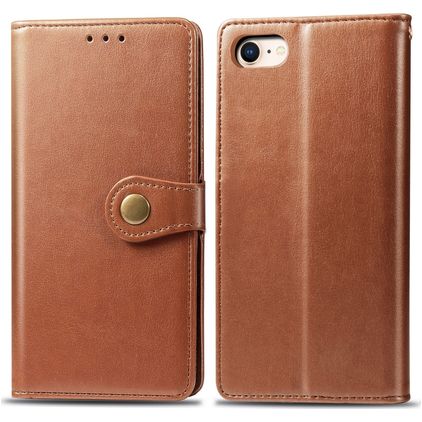 Mobigear Snap Button iPhone 7 Hülle Klapphülle Geldbörse - Cognac