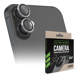 Striker Single Lens iPhone 16 Plus Panzerglas Gehärtetes Glas Kameralinsen Schutz - Hüllenfreundlich - Schwarz