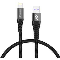 Mobigear Nylon USB-A auf Apple Lightning Kabel 0.4 Meter - Schwarz