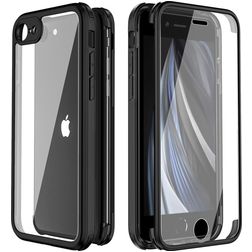 Valenta Full Cover iPhone 7 Hülle Gehärtetes Glas Backcover Stoßfest - Schwarz