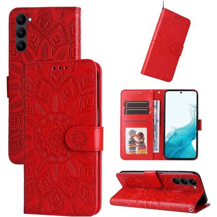 Mobigear Sunflower Samsung Galaxy S23 Hülle Klapphülle Geldbörse - Rot