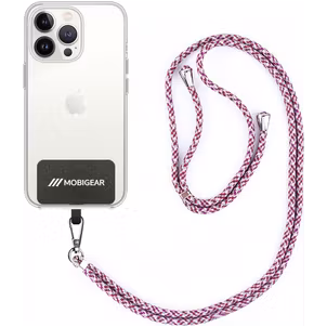 Mobigear Lanyard Universal-Handykette einstellbar - Weiß / Blau / Magenta