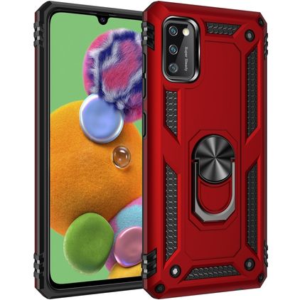 Mobigear Armor Ring Samsung Galaxy A41 Hardcase Backcover Shockproof mit Ringhalter - Rot