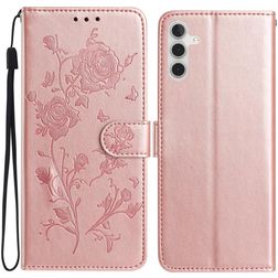 Mobigear Flowers Samsung Galaxy A17 Hülle Klapphülle Geldbörse - Roségold