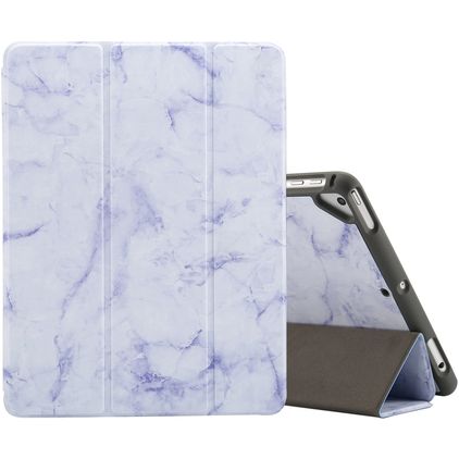 Mobigear Tri-Fold Marble iPad 6 (2018) Hülle Klapphülle + Stifthalter - Lila