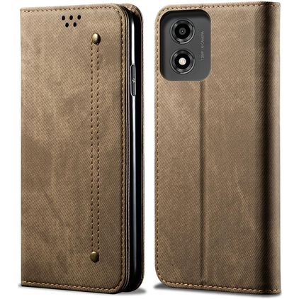 Mobigear Ranch Motorola Moto E14 Hülle Klapphülle Geldbörse - Braun
