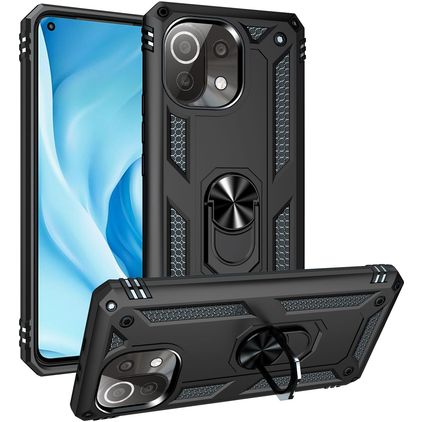 Mobigear Armor Ring Xiaomi Mi 11 Lite Hardcase Backcover Shockproof mit Ringhalter - Schwarz