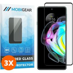 Mobigear Premium Motorola Edge 20 Panzerglas Gehärtetes Glas Displayschutz - Hüllenfreundlich - Schwarz (3er Pack)
