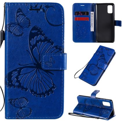 Mobigear Butterfly Samsung Galaxy A41 Hülle Klapphülle Geldbörse - Blau