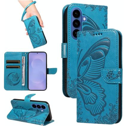 Mobigear Butterfly Samsung Galaxy S26 Plus Hülle Klapphülle Geldbörse - Blau