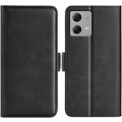 Mobigear Slim Magnet Motorola Moto G84 Hülle Klapphülle Geldbörse - Schwarz