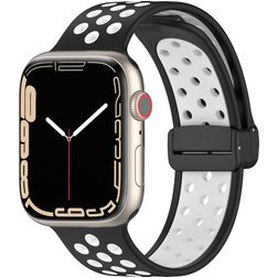 Mobigear Sport Plus Mag Silikon Apple Watch Armband Magnetverschluss - 42/41/40/38 mm - Weiß / Anthrazit