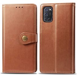 Mobigear Snap Button OPPO A52 Hülle Klapphülle Geldbörse - Cognac