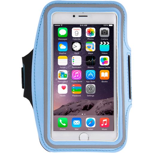 Mobigear Handyhalterung Joggen iPhone 8 Plus Sporthülle Neopren Sportarmband - Blau