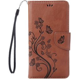 Mobigear Flowers iPhone 7 Hülle Klapphülle Geldbörse - Braun