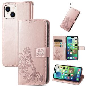 Mobigear Clover iPhone 15 Hülle Klapphülle Geldbörse - Roségold