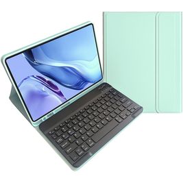 Mobigear Keys iPad 11 (2025) Hülle QWERTY Bluetooth Tastatur Klapphülle + Stifthalter - Grün