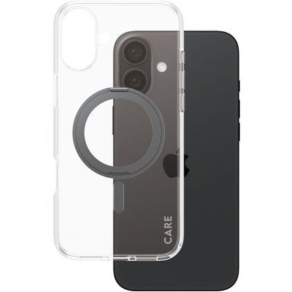 CARE by PanzerGlass Kickstand iPhone 16 Plus MagSafe Hardcase Backcover mit Ständer - Transparent / Schwarz