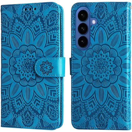 Mobigear Sunflower Samsung Galaxy S26 Plus Hülle Klapphülle Geldbörse - Blau