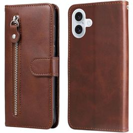 Mobigear Zipper iPhone 17 Hülle Klapphülle Geldbörse - Braun