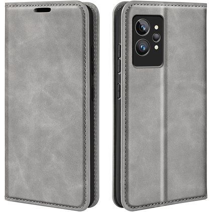 Mobigear Retro Slim Realme GT2 Pro Hülle Klapphülle Geldbörse - Grau