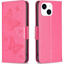 Mobigear Butterfly iPhone 15 Hülle Klapphülle Geldbörse - Magenta