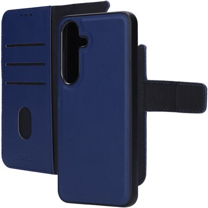 Mobiparts Samsung Galaxy S25 Hülle Echtes Leder Abnehmbare 2in1 Klapphülle Geldbörse - Blau