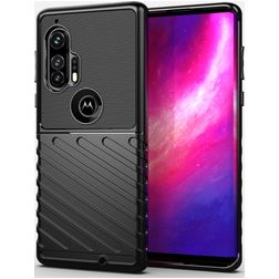 Mobigear Groove Motorola Edge Plus Hülle Flexibles TPU Backcover - Schwarz