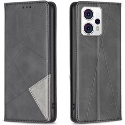 Mobigear Rhombus Slim Motorola Moto G53 5G Hülle Klapphülle - Schwarz