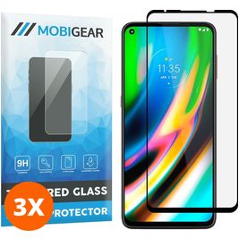 Mobigear Premium Motorola Moto G9 Plus Panzerglas Gehärtetes Glas Displayschutz - Hüllenfreundlich - Schwarz (3er Pack)