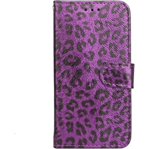 Mobigear Leopard iPhone XS Hülle Klapphülle Geldbörse - Lila