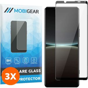 Mobigear Premium Sony Xperia 5 IV Panzerglas Gehärtetes Glas Displayschutz - Hüllenfreundlich - Schwarz (3er Pack)
