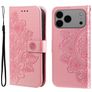 Mobigear Flowers iPhone 17 Pro Max Hülle Klapphülle Geldbörse - Roségold