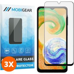 Mobigear Premium Samsung Galaxy A04s Panzerglas Gehärtetes Glas Displayschutz - Hüllenfreundlich - Schwarz (3er Pack)