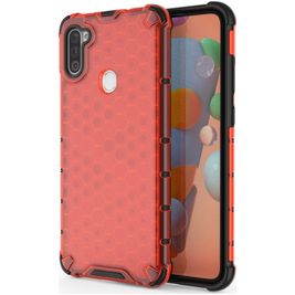 Mobigear Honeycomb Samsung Galaxy A11 Hülle Hardcase Backcover Stoßfest - Rot