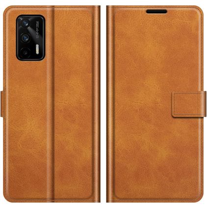 Mobigear Wallet Realme GT Hülle Klapphülle Geldbörse - Cognac