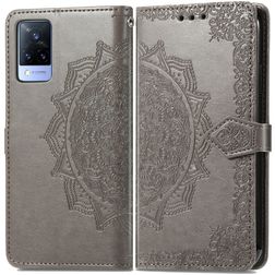 Mobigear Mandala Vivo V21 Hülle Klapphülle Geldbörse - Grau
