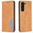 Mobigear Rhombus Slim Samsung Galaxy S25 Plus Hülle Klapphülle - Cognac